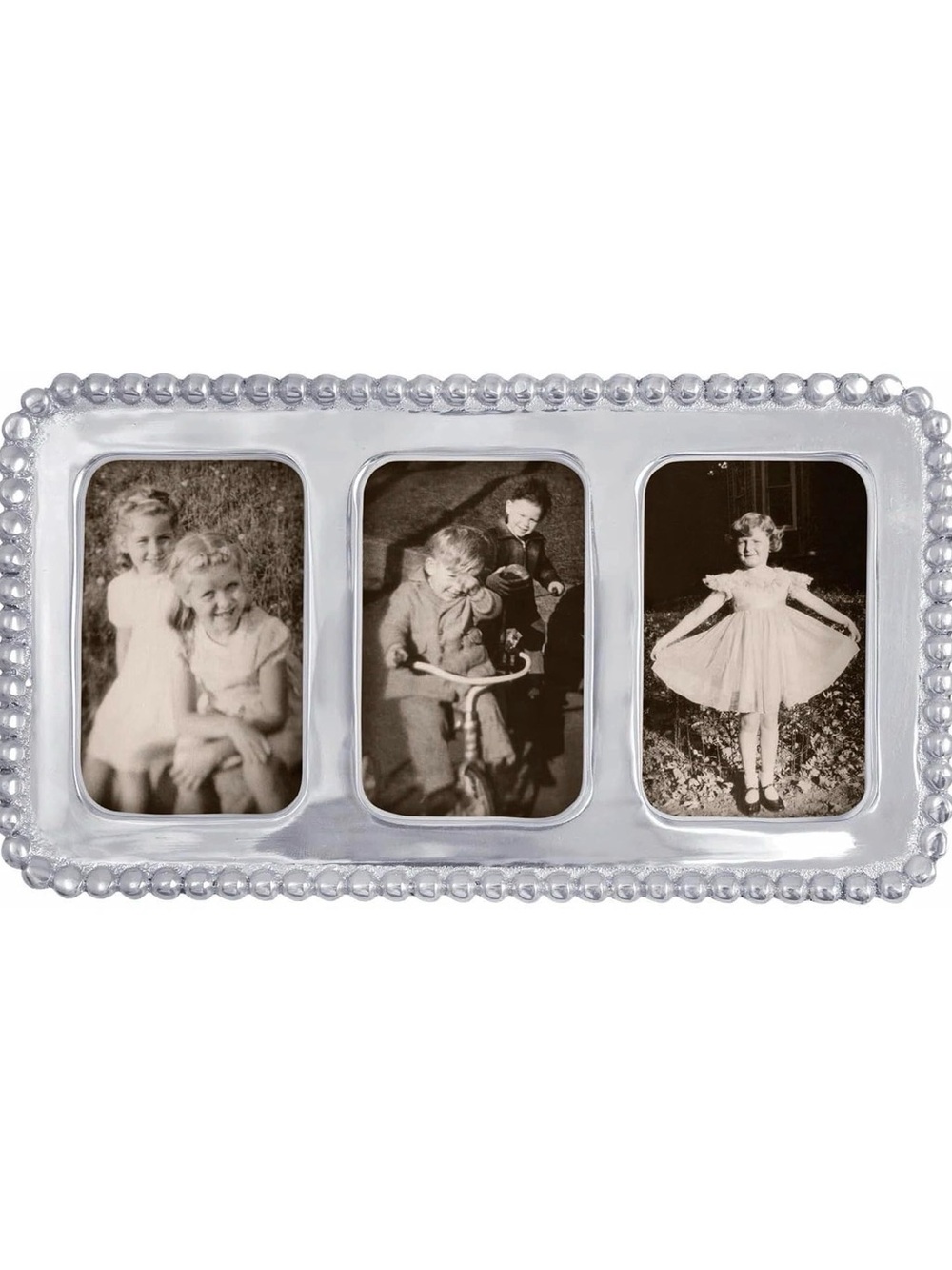 Mariposa Beaded Collage Frame, Silver, 2”x3” for  3 photos, NIB, Mint condition